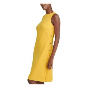 Lauren Ralph Lauren Yellow Sleeveless A-Line Dress Gold‎ Button Accents - Size 4